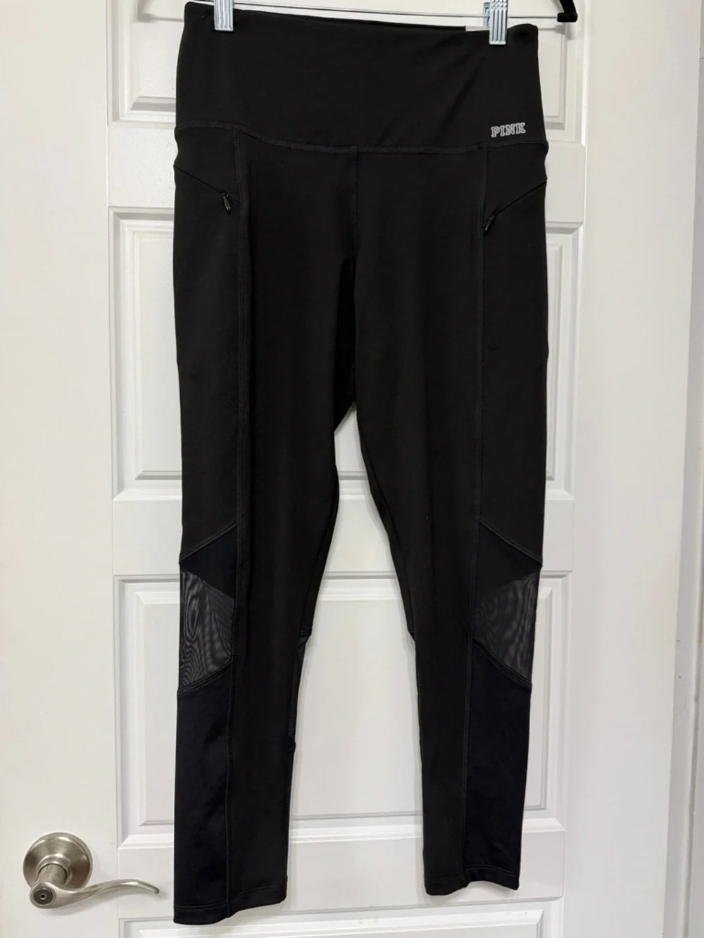 PINK Victoria's Secret Black Mesh Panel Leggings - Picture 1 of 3